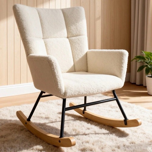 White lambswool rocking chair - lambswool,