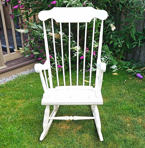 White wooden rocking chair - white,