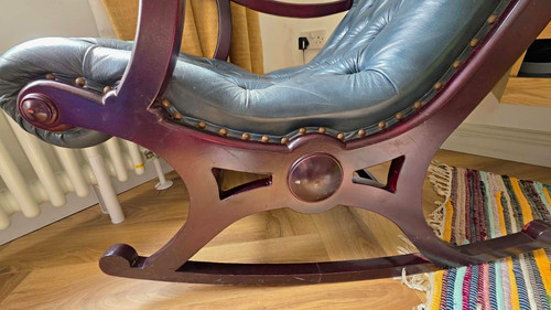 Green leather upholstered - green,