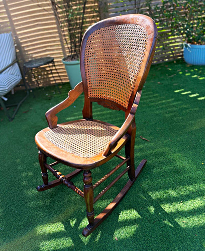 Wood cane rocking chair with - rocking,