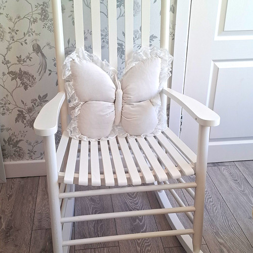 White wooden rocking chair - white,