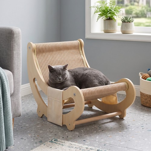 Wooden cat rocking chair sisal - wooden,