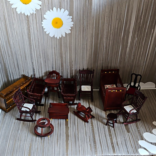 Wooden dollhouse - wooden,