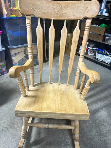 Solid wood brown rocking chair - rocking,
