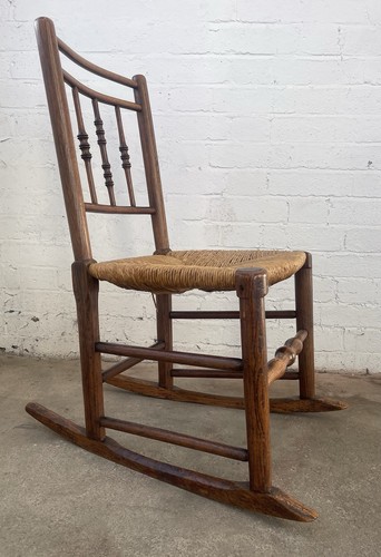 Antique spindle back rush - rush, seat